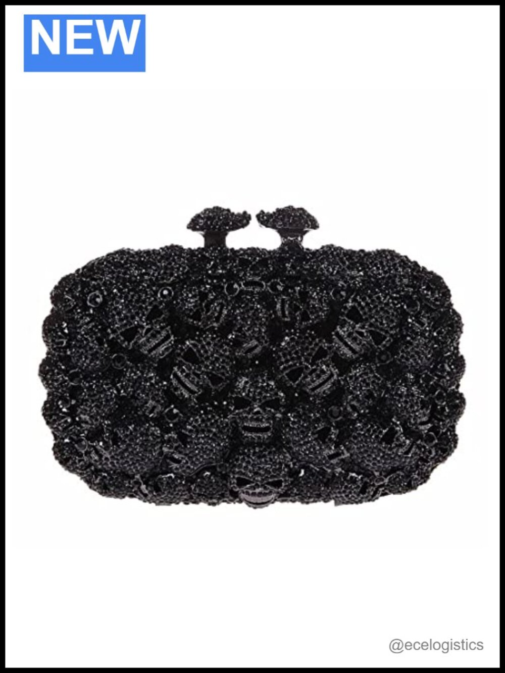 Rhinestone Skull Clutch Purse Gothic Evening Bag with Detachable Chain
